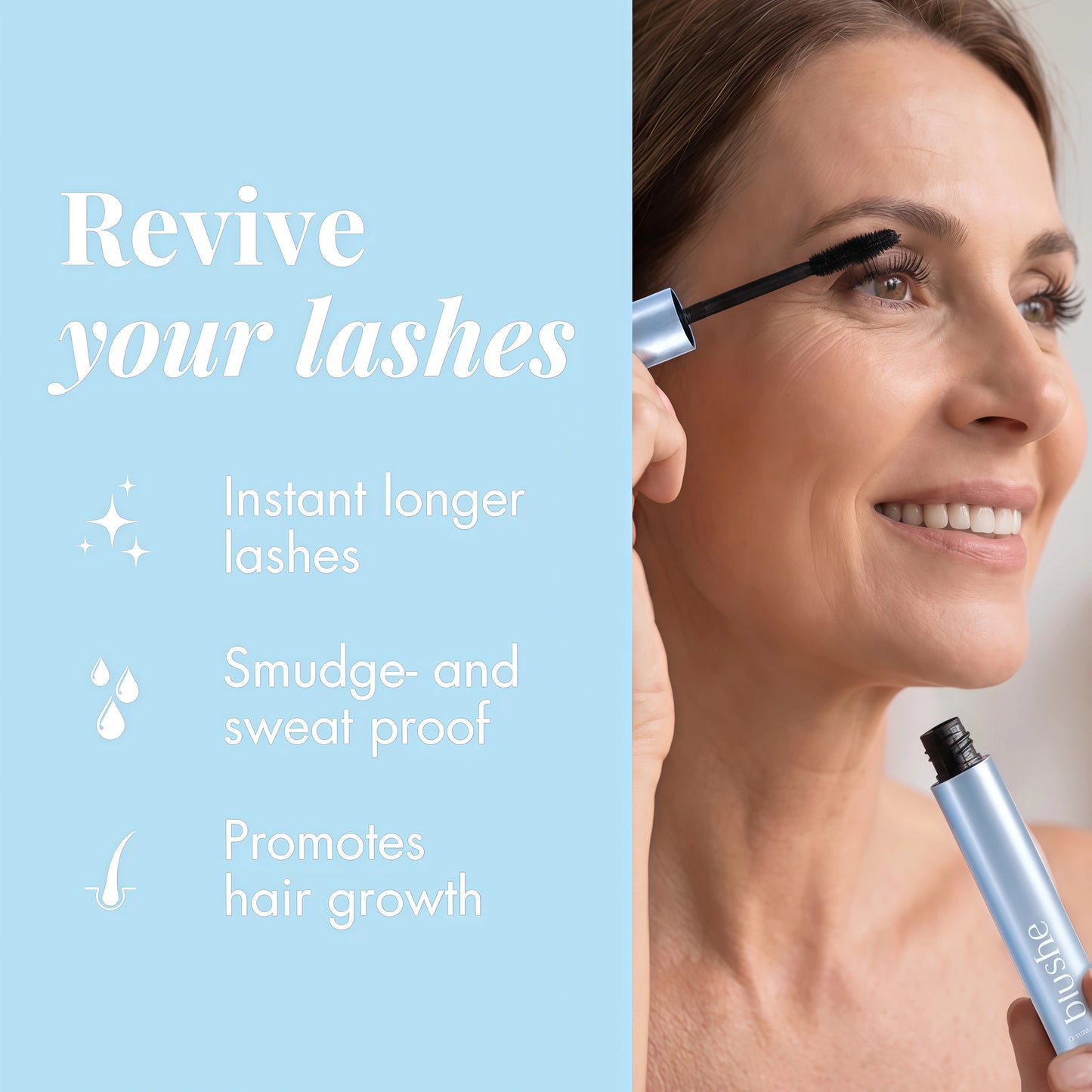 Blushe Mascara, New Upgrade Blush Growth Serum Mascara, Lengthening & Volumizing Fiber Lash Makeup for Defined, Full Lashes (Black 1pc)